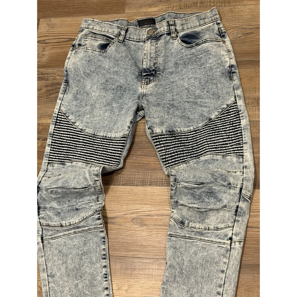 Steve's Jeans Men Size 34x32 Acid Wash Street Wear Moto Biker Striaght Mid Rise